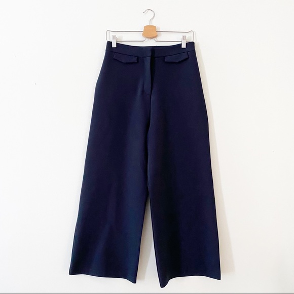 Achro Pants Crop Wide Leg high rise Navy Blue S - Picture 1 of 6